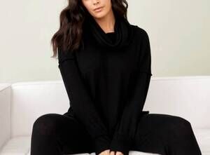 NEW FRENCH KYSS cowl neck poncho in black